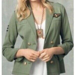 CAbi Vintage 326 Olive Green Double Breasted Military Moto Utility Jacket  Large